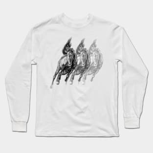 Galloping Black Horses Trio Long Sleeve T-Shirt